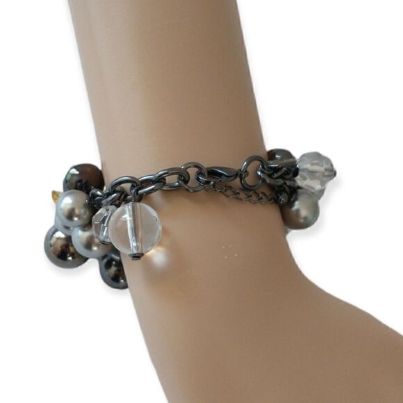 Y2K Grace Adele Bubble Beaded Bracelet Charms Glass Statement Gunmetal Statement - Picture 6 of 16